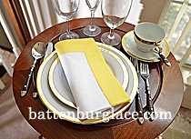 White Hemstitch Diner Napkin wtih Aspen Gold Colored Trim-Border